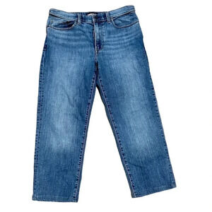 Land's End Square Rigger Medium Wash Denim Capris Traditional Fit Size 33 GUC